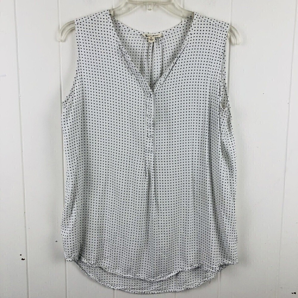Grand & Greene Womens Polka Dot Sleeveless Blouse Medium